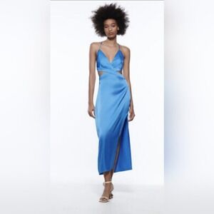 Zara Blue Satin Dress